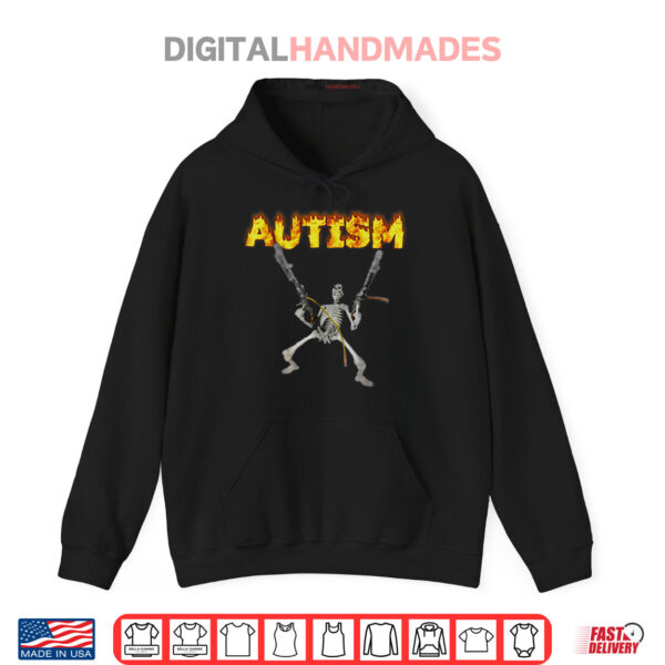 Black Hoodie Autism Skeleton Meme Shirt