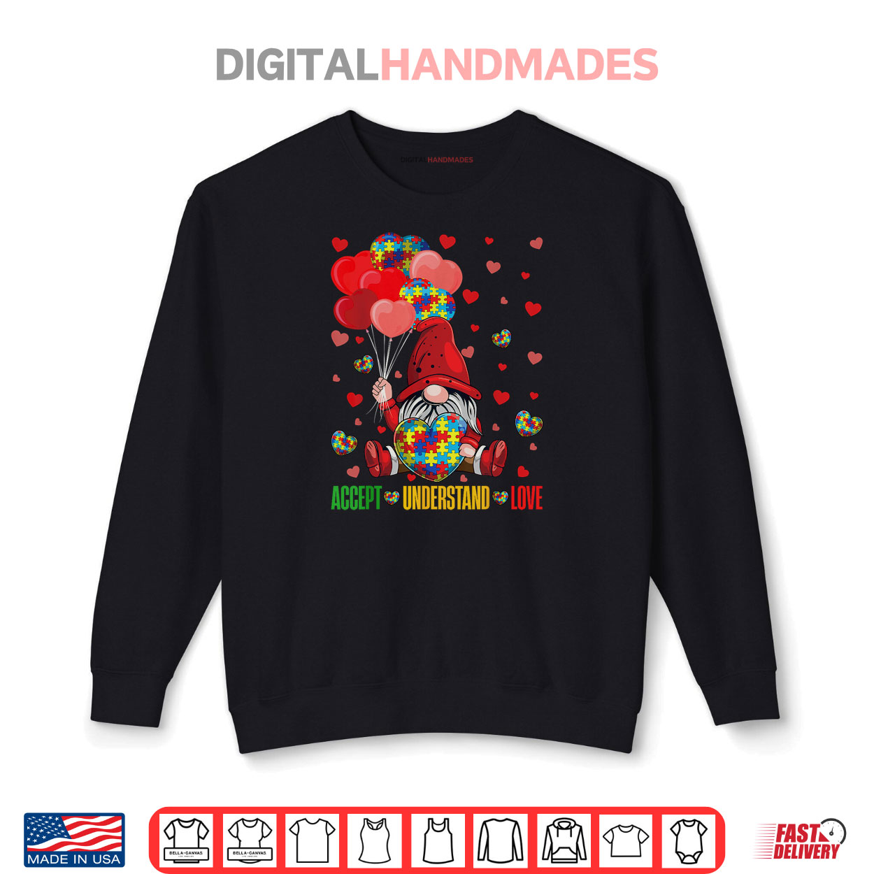 Accept Understand Love Puzzle Autism Heart Gnome Valentine Shirt Accept Understand Love Puzzle Autism Heart Gnome Valentine Shirt