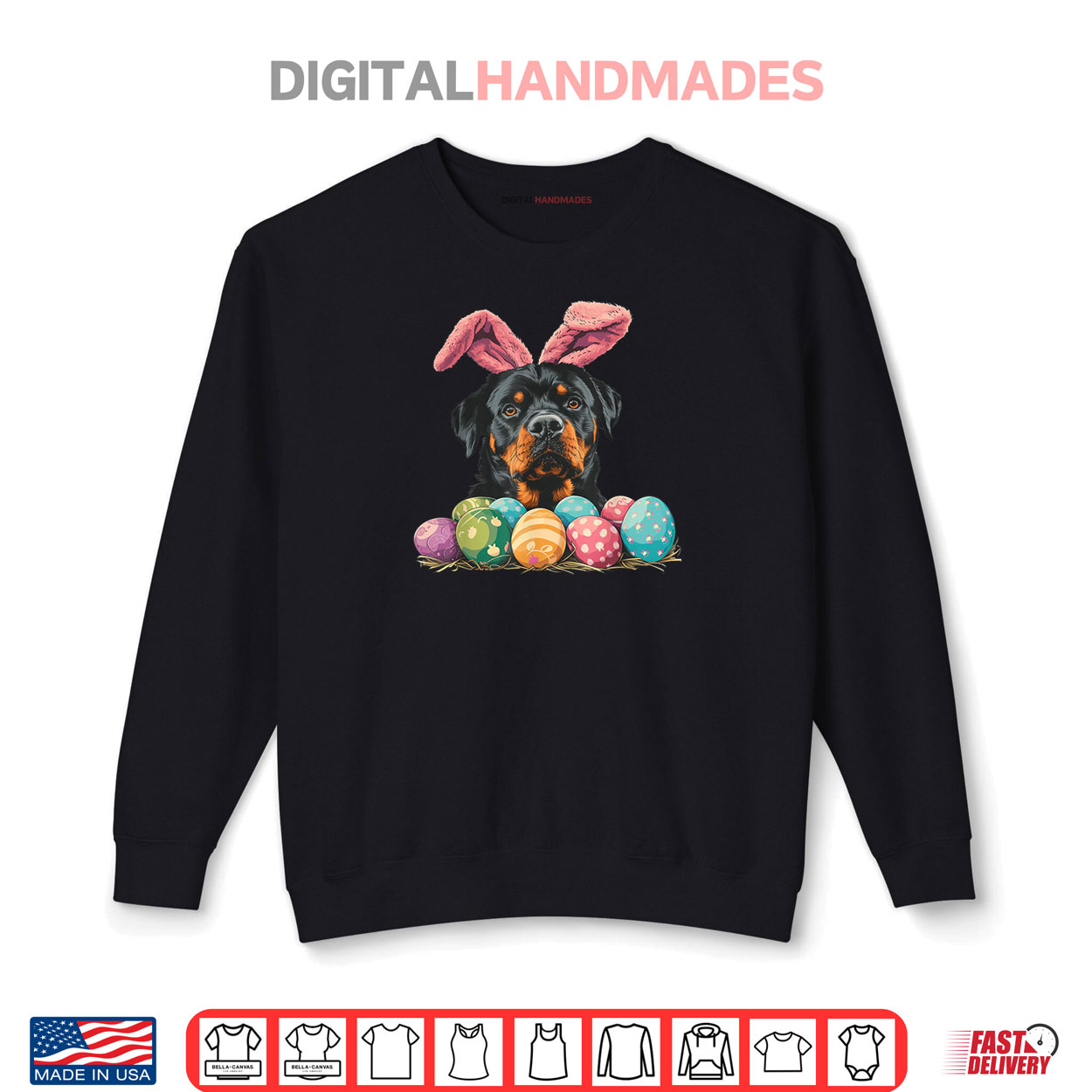 Cute Rottweiler Easter Rottweiler Dog Eggs Basket Bunny Ears Shirt Cute Rottweiler Easter Rottweiler Dog Eggs Basket Bunny Ears Shirt