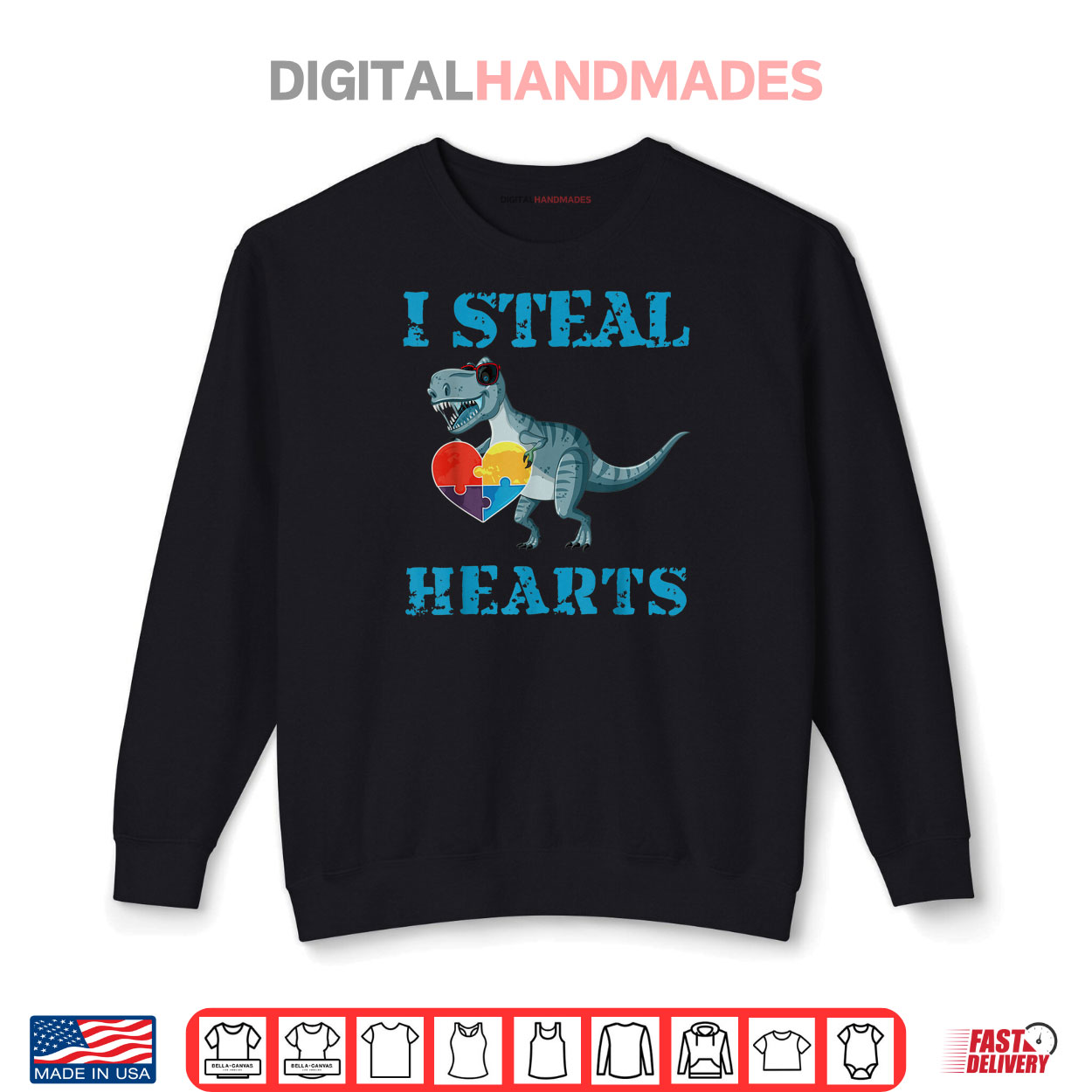 I Steal Hearts Cute Dinosaur Autism Awareness Valentines Day Shirt I Steal Hearts Cute Dinosaur Autism Awareness Valentines Day Shirt