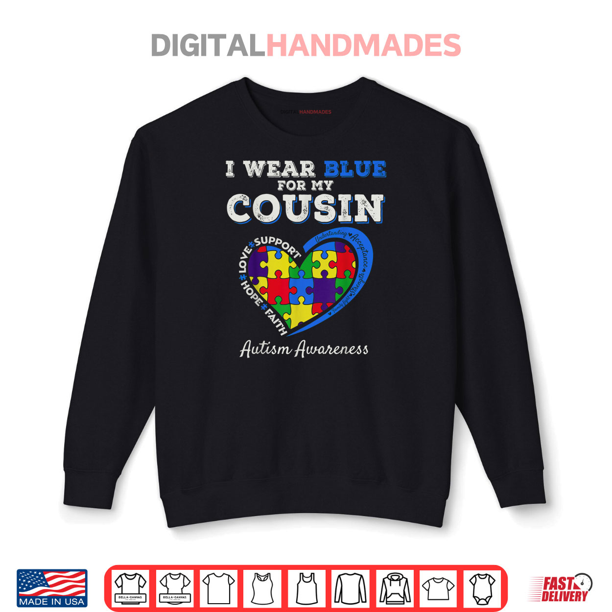 I Wear Blue For My Cousin Autism Awareness Day Girls Boys Shirt I Wear Blue For My Cousin Autism Awareness Day Girls Boys Shirt