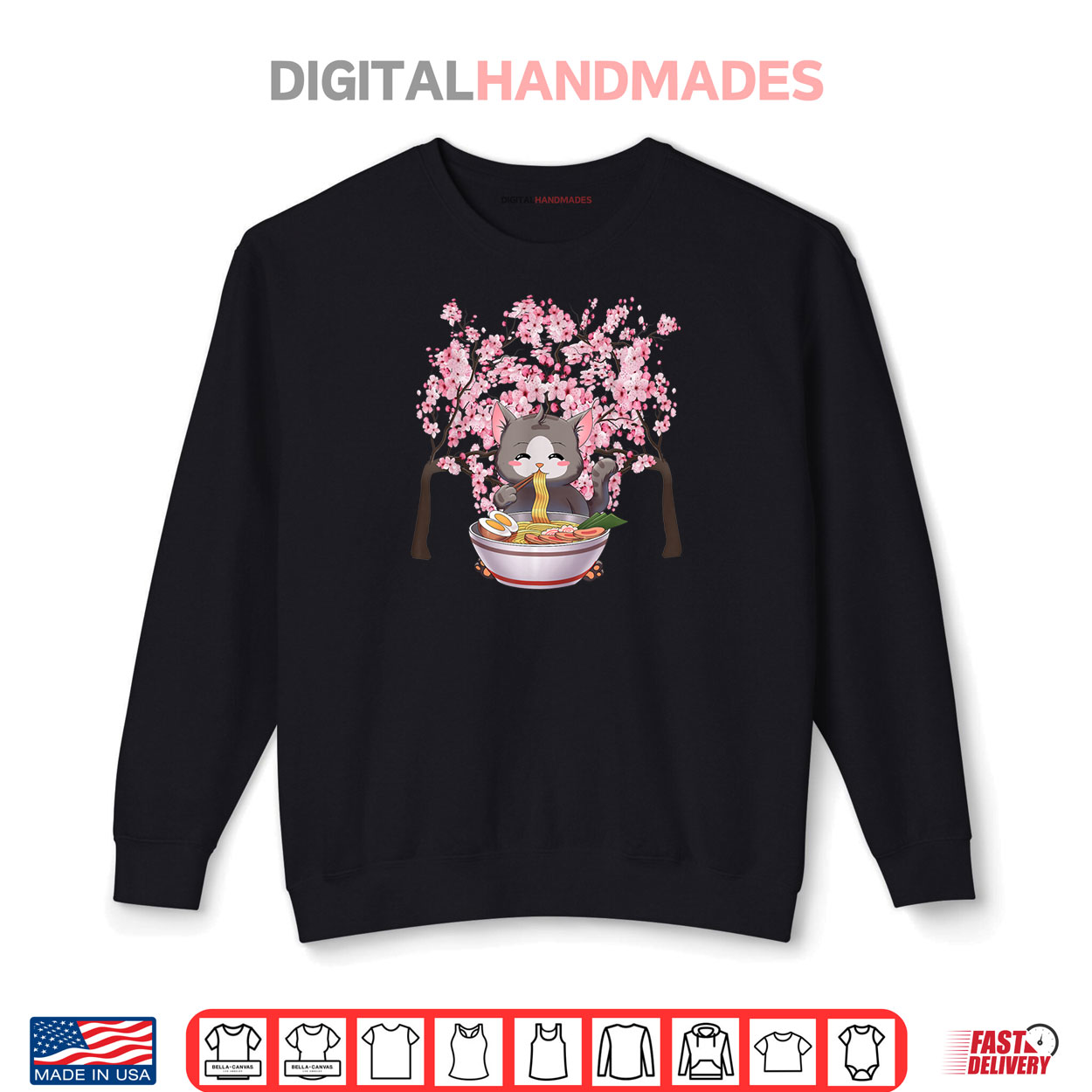 Japanese Blossom cherry Ramen Easter Cat Kawaii Anime Shirt Japanese Blossom cherry Ramen Easter Cat Kawaii Anime Shirt