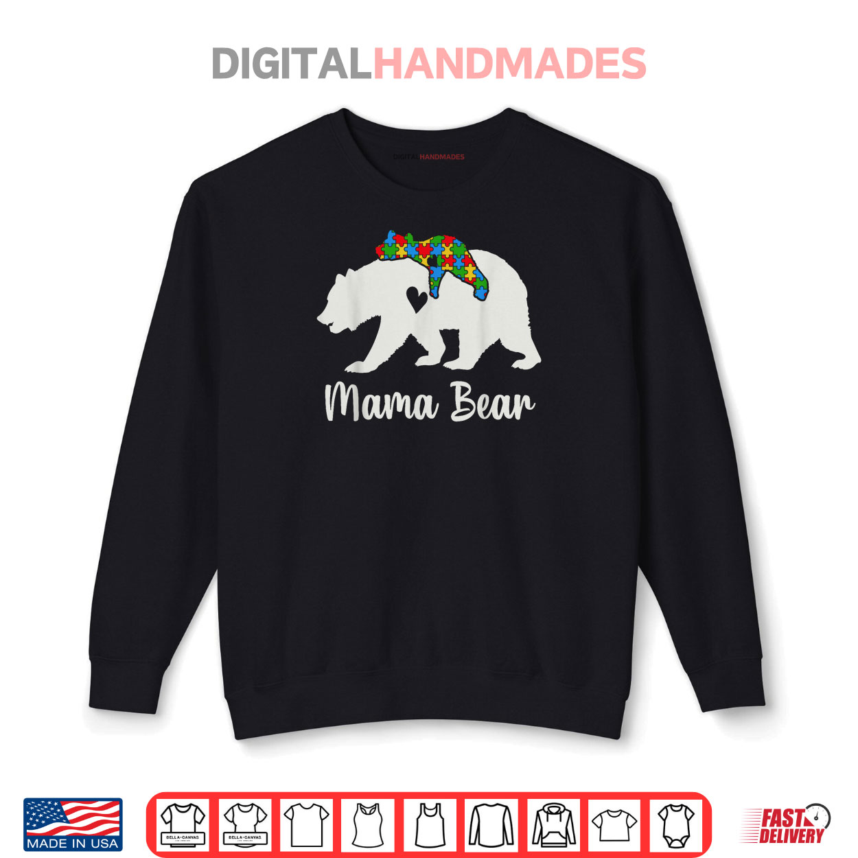 Mama Bear Love Support Autism Awareness Bear Family Shirt Mama Bear Love Support Autism Awareness Bear Family Shirt