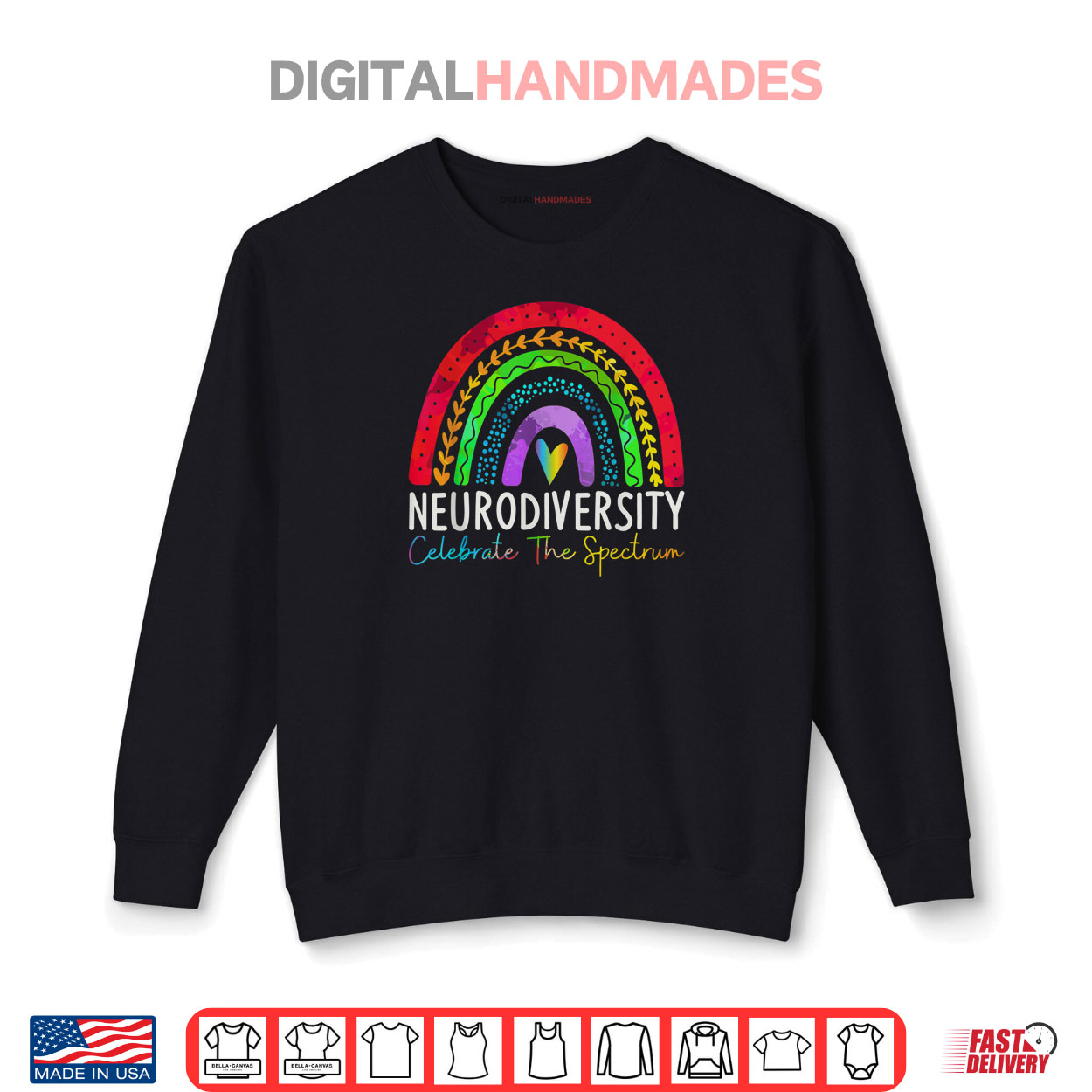 Neurodiversity Shirt Autism Spectrum ASD ADHD Rainbow Boho Shirt Neurodiversity Shirt Autism Spectrum ASD ADHD Rainbow Boho Shirt