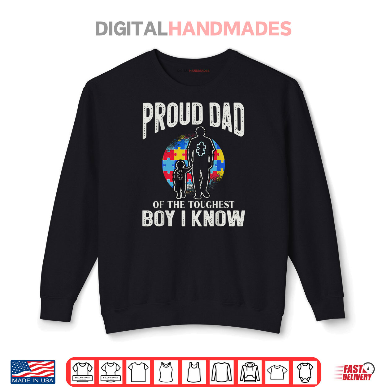 Proud Dad Of The Toughest Boy I Know Autism Awareness Puzzle Shirt Proud Dad Of The Toughest Boy I Know Autism Awareness Puzzle Shirt