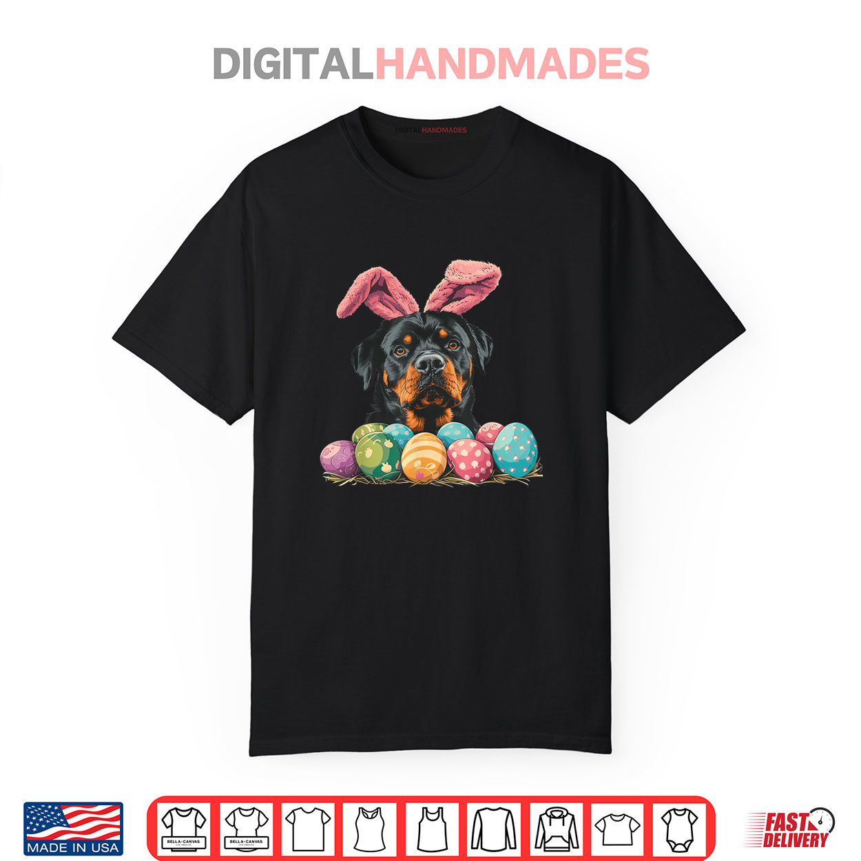 Cute Rottweiler Easter Rottweiler Dog Eggs Basket Bunny Ears Shirt Cute Rottweiler Easter Rottweiler Dog Eggs Basket Bunny Ears Shirt