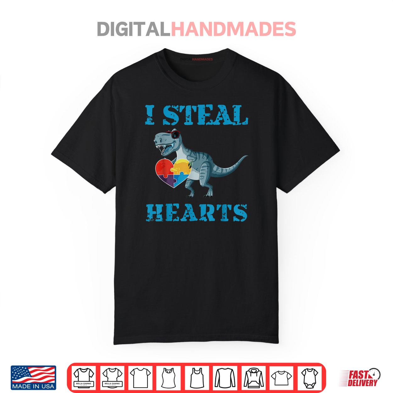 I Steal Hearts Cute Dinosaur Autism Awareness Valentines Day Shirt I Steal Hearts Cute Dinosaur Autism Awareness Valentines Day Shirt