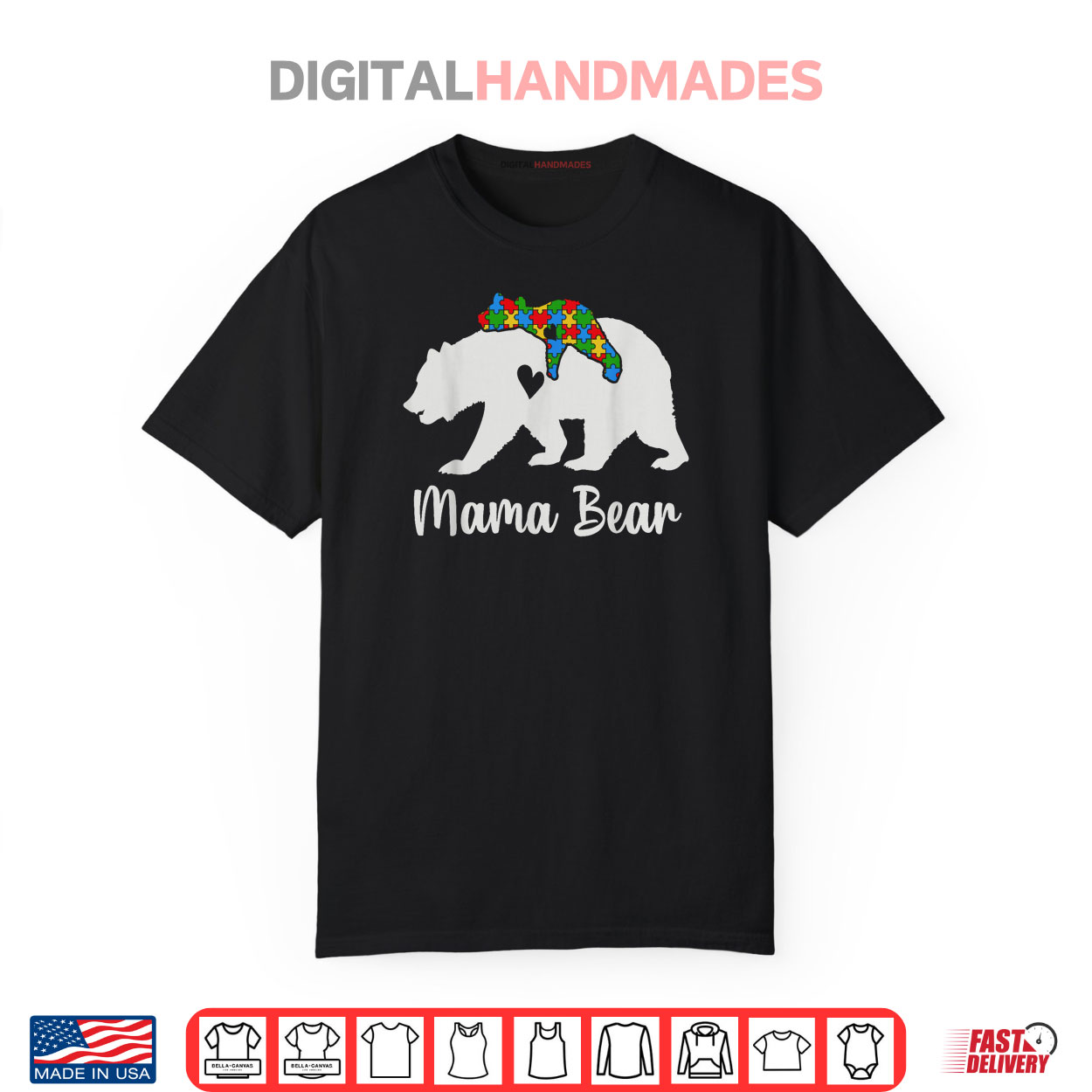 Mama Bear Love Support Autism Awareness Bear Family Shirt Mama Bear Love Support Autism Awareness Bear Family Shirt