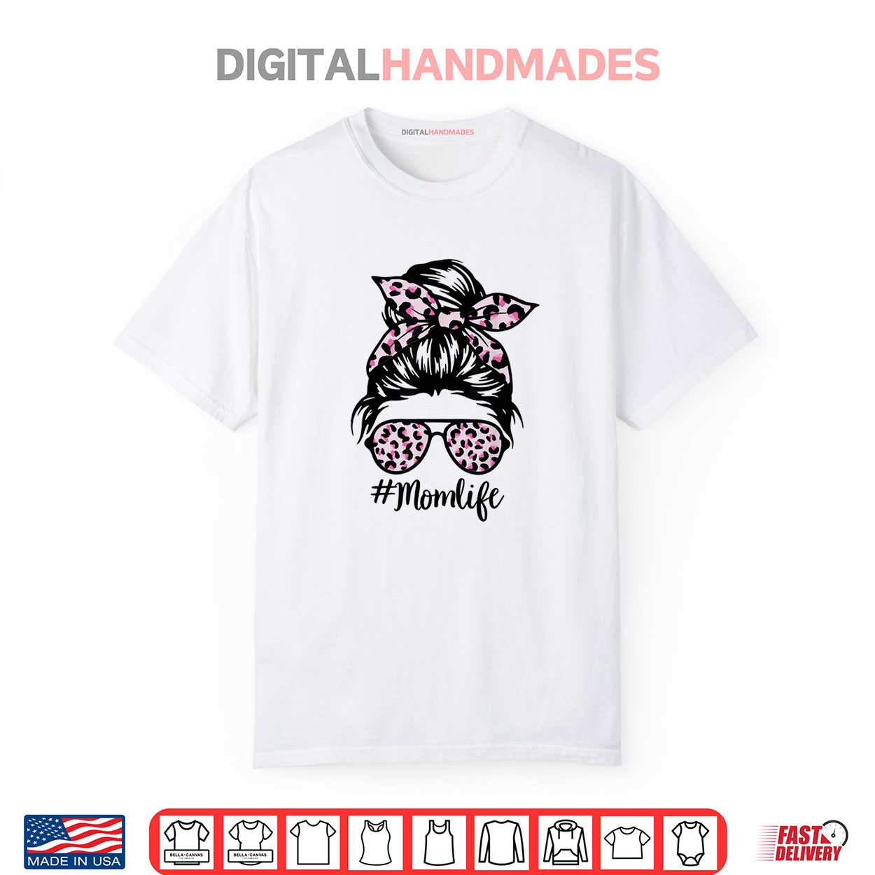 Pink Leopard Messy Bun Hair Glasses Mom Life Mother’s Day Shirt Pink Leopard Messy Bun Hair Glasses Mom Life Mother’s Day Shirt