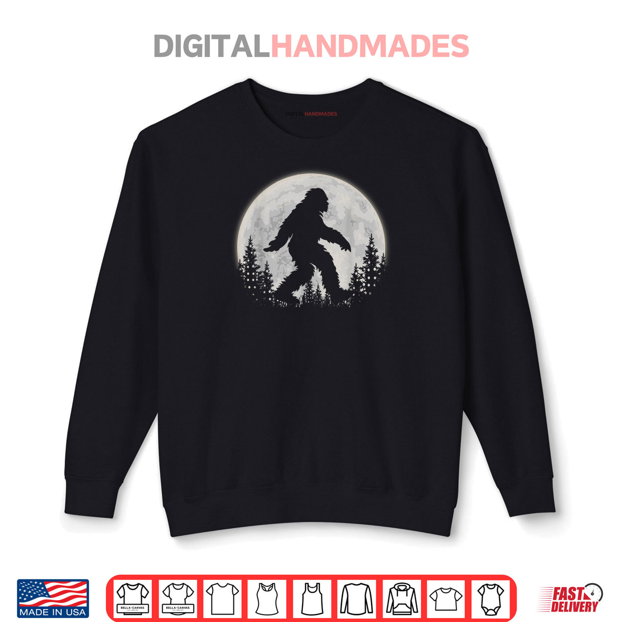 Bigfoot In The Forest Funny Sasquatch Bigfoot Moon Shirt Bigfoot In The Forest Funny Sasquatch Bigfoot Moon Shirt