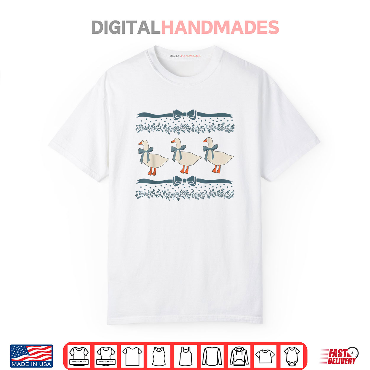 1980s Blue Ribbon Goose With Hearts Shirt 1980s Blue Ribbon Goose With Hearts Shirt