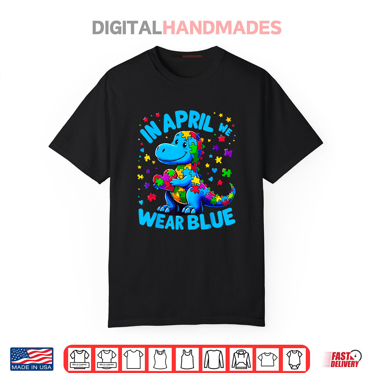 Autism Awareness In April We Wear Blue T Rex Dino Shirt Autism Awareness In April We Wear Blue T Rex Dino Shirt