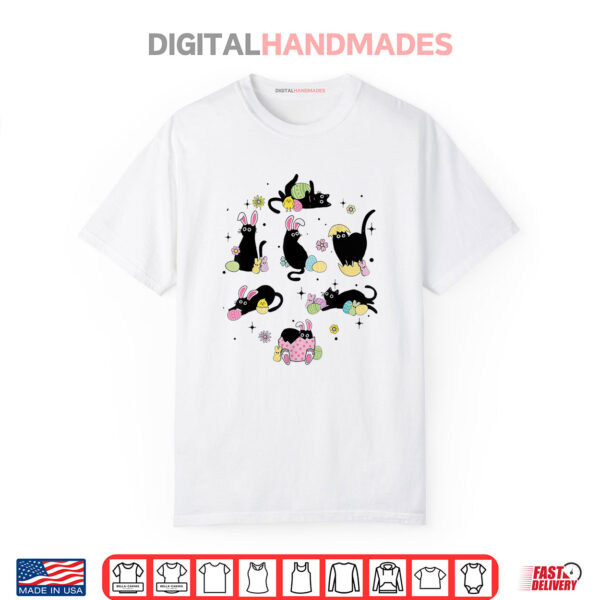 Black Cat With Bunny Eggs Happy Easter Day Matching Shirt