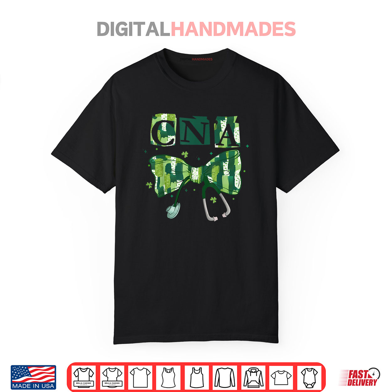 CNA St Patrick’s Day Nurses Aide Brushstroke Green Coquette Shirt CNA St Patrick’s Day Nurses Aide Brushstroke Green Coquette Shirt