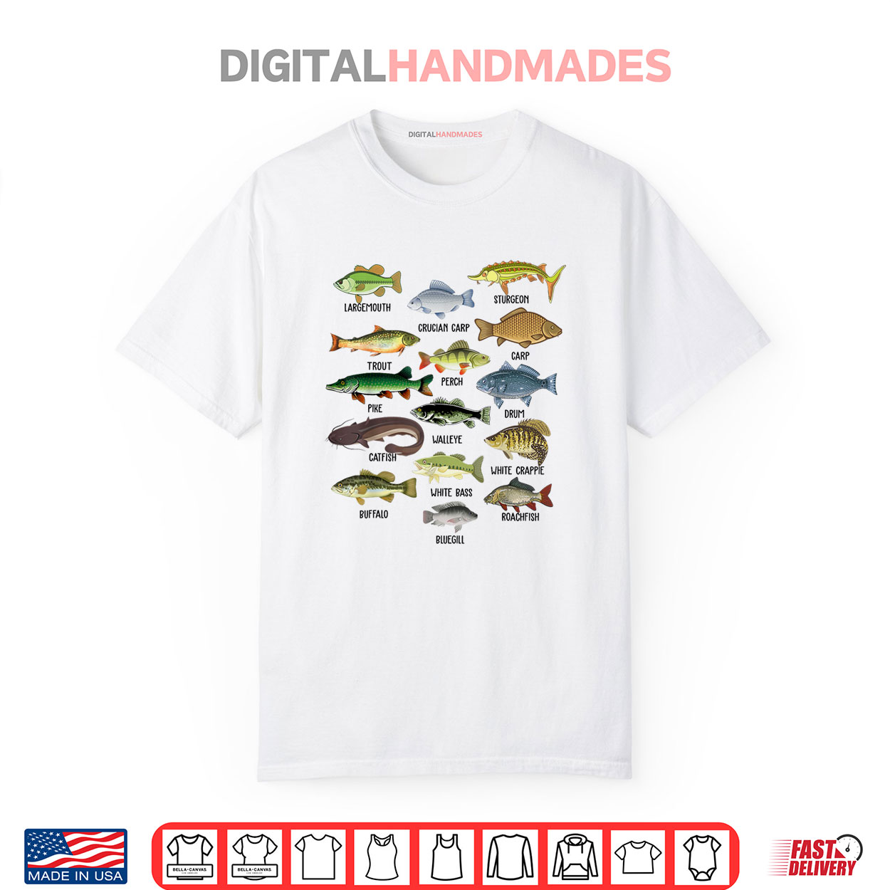 Fishing Shirt Types Freshwater Fish Fisherman Funny Bass Dad Shirt Fishing Shirt Types Freshwater Fish Fisherman Funny Bass Dad Shirt