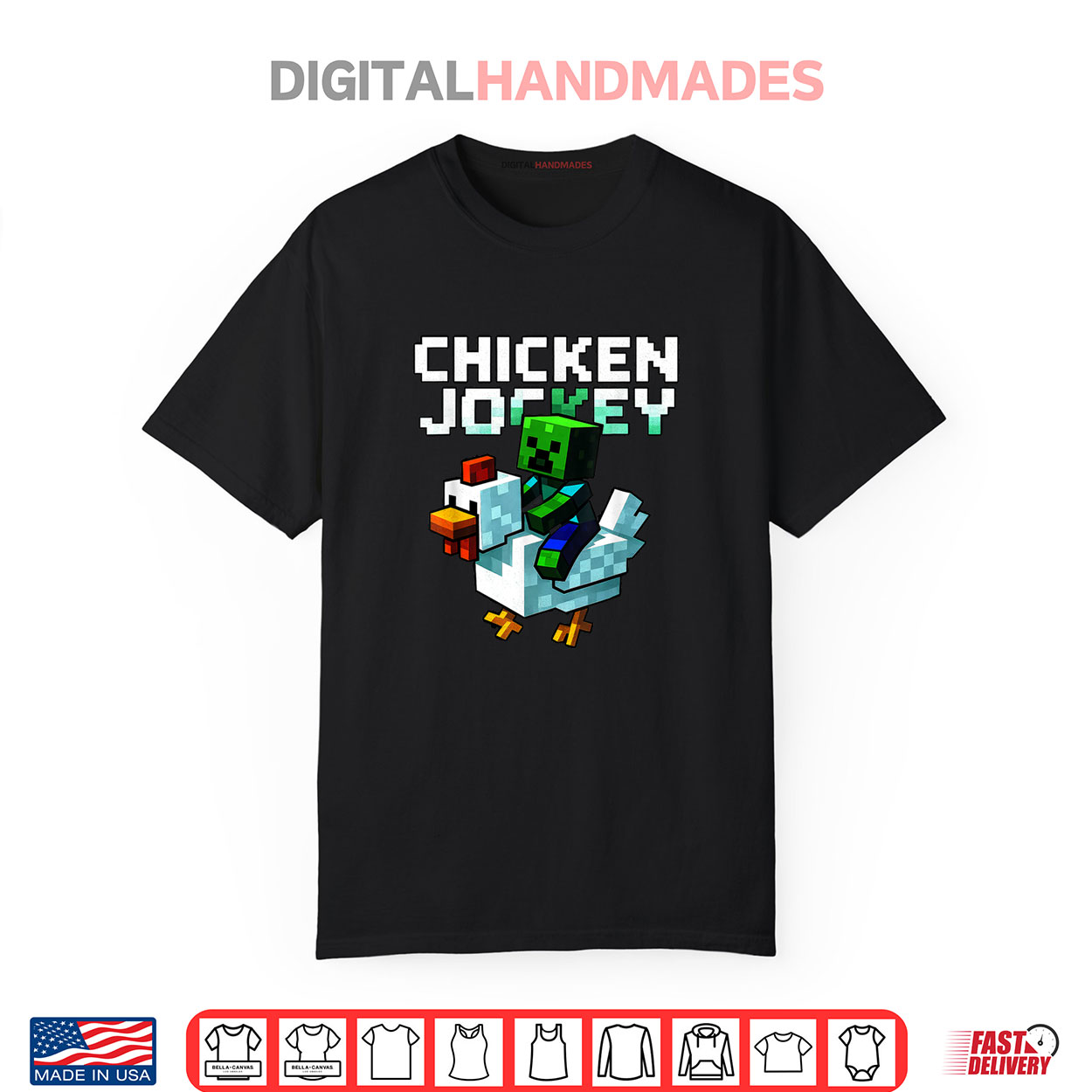 Trending Tees That Everyone’s Talking About — Get Yours Before They're Gone! 73 Funny Chicken Jockey Zombie Pixel Art Gamer Shirt