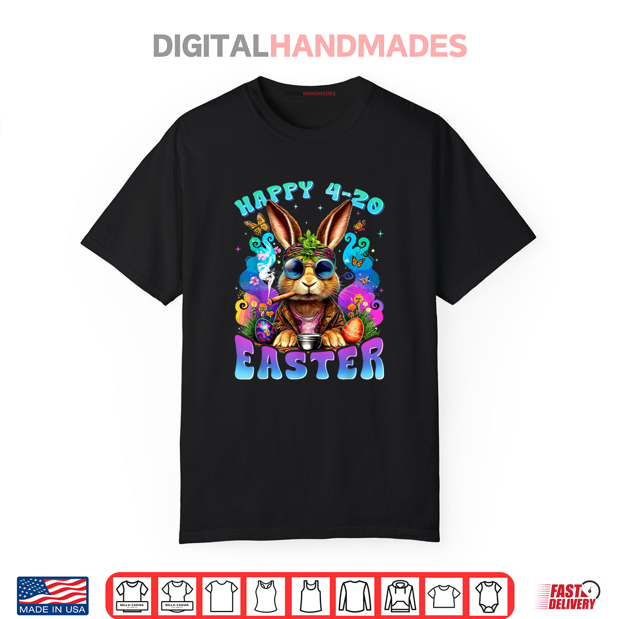 Happy 420 Easter Bunny Smoking Weed Funny Shirt Happy 420 Easter Bunny Smoking Weed Funny Shirt