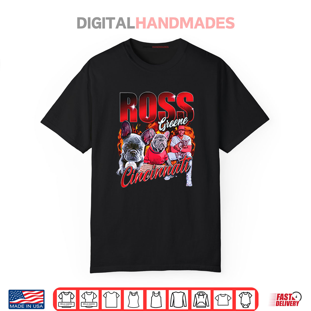 Hip Hop Ross Greene Cincinnati Reds Bulldog Baseball Shirt Hip Hop Ross Greene Cincinnati Reds Bulldog Baseball Shirt