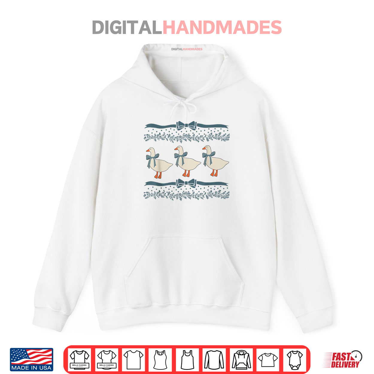 1980s Blue Ribbon Goose With Hearts Shirt 1980s Blue Ribbon Goose With Hearts Shirt