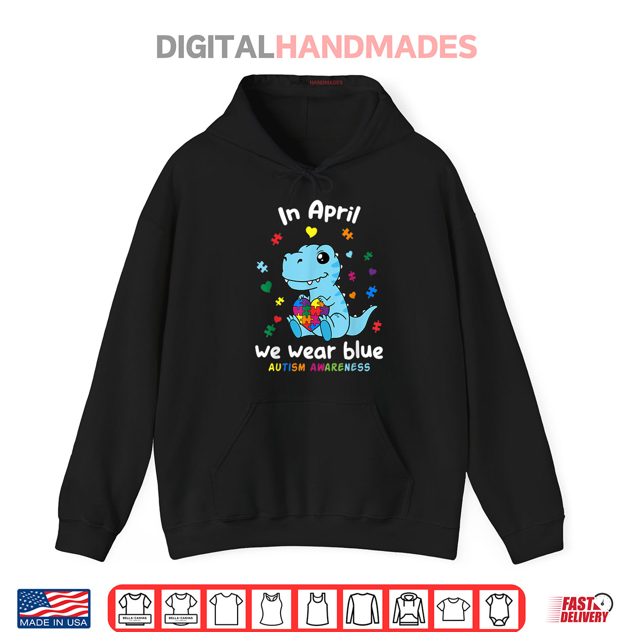 Baby Dino Autism April We Wear Blue Autism Awareness Month Shirt Baby Dino Autism April We Wear Blue Autism Awareness Month Shirt