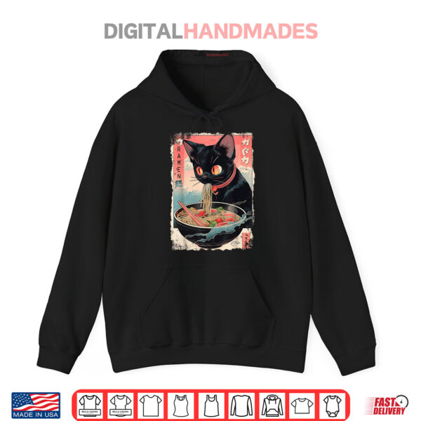 Cat Ramen Japanese Art Great Wave Kanagawa Shirt 2 Hoodie Cat Ramen Noodle Japanese Anime Manga Shirt