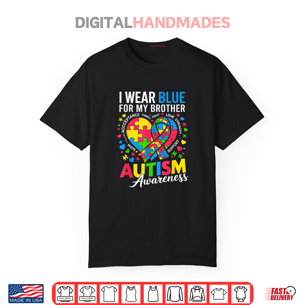 I Wear Blue For my Brother Autism Awareness Shirt I Wear Blue For my Brother Autism Awareness Shirt