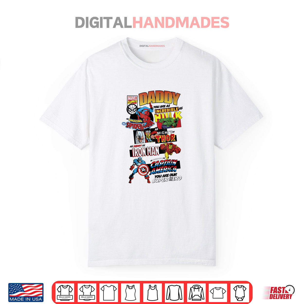 Marvel Avengers Father’s Day Retro Comic Graphic Shirt Marvel Avengers Father’s Day Retro Comic Graphic Shirt
