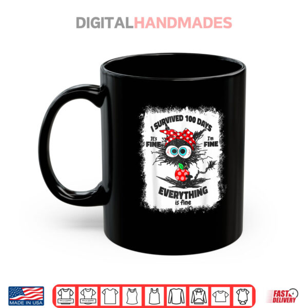 Black Cat vs Elephant Anti Trump 2024 Shirt 3 Mug Bleached Cat I Survived 100 Days Of School Its Fine Im Fine Shirt