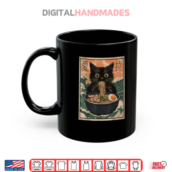 Mug Cat Ramen Japanese Art Great Wave Kanagawa Shirt