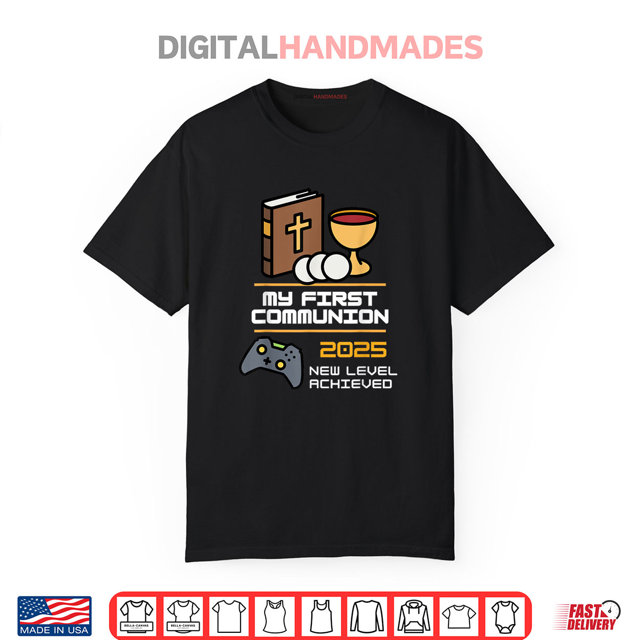 My 1st First Communion 2025 Boys Girls Controller Video Game Shirt My 1st First Communion 2025 Boys Girls Controller Video Game Shirt