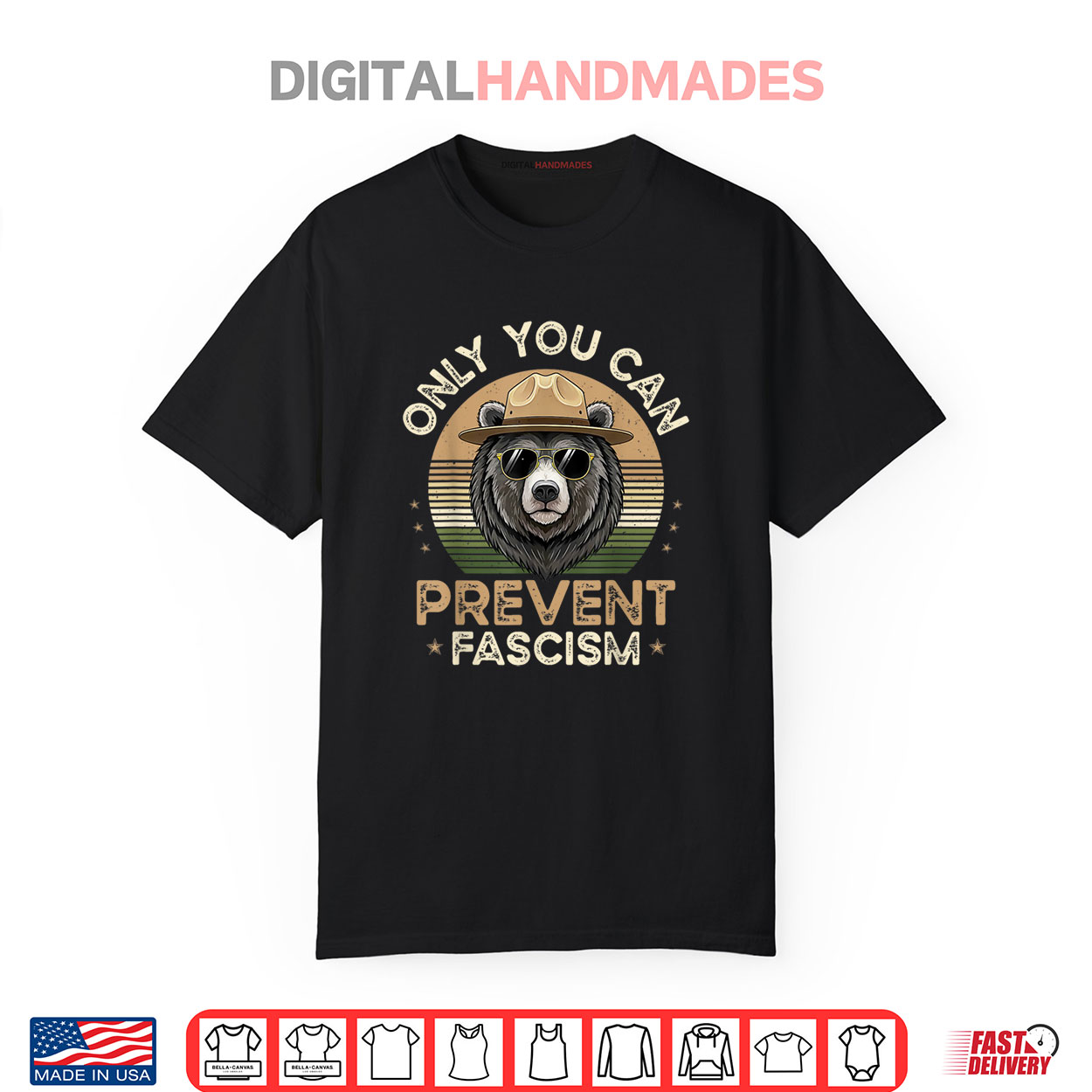 Retro Vintage Graphic Bear Only You Can Prevent Fascism Shirt Retro Vintage Graphic Bear Only You Can Prevent Fascism Shirt