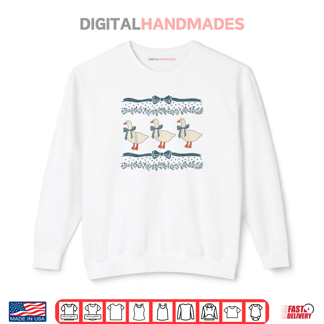 1980s Blue Ribbon Goose With Hearts Shirt 1980s Blue Ribbon Goose With Hearts Shirt