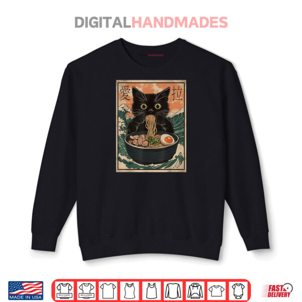 Sweatshirt Cat Ramen Japanese Art Great Wave Kanagawa Shirt
