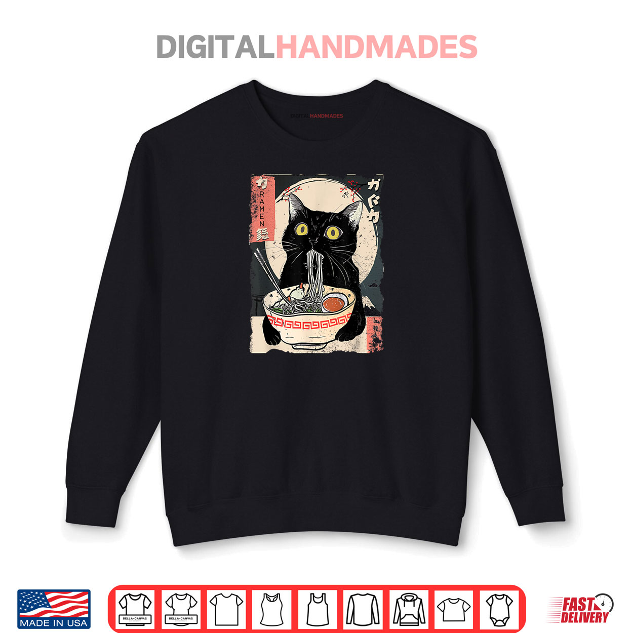 Kawaii Cat Eating Ramen Noodles Funny Anime Shirt Kawaii Cat Eating Ramen Noodles Funny Anime Shirt