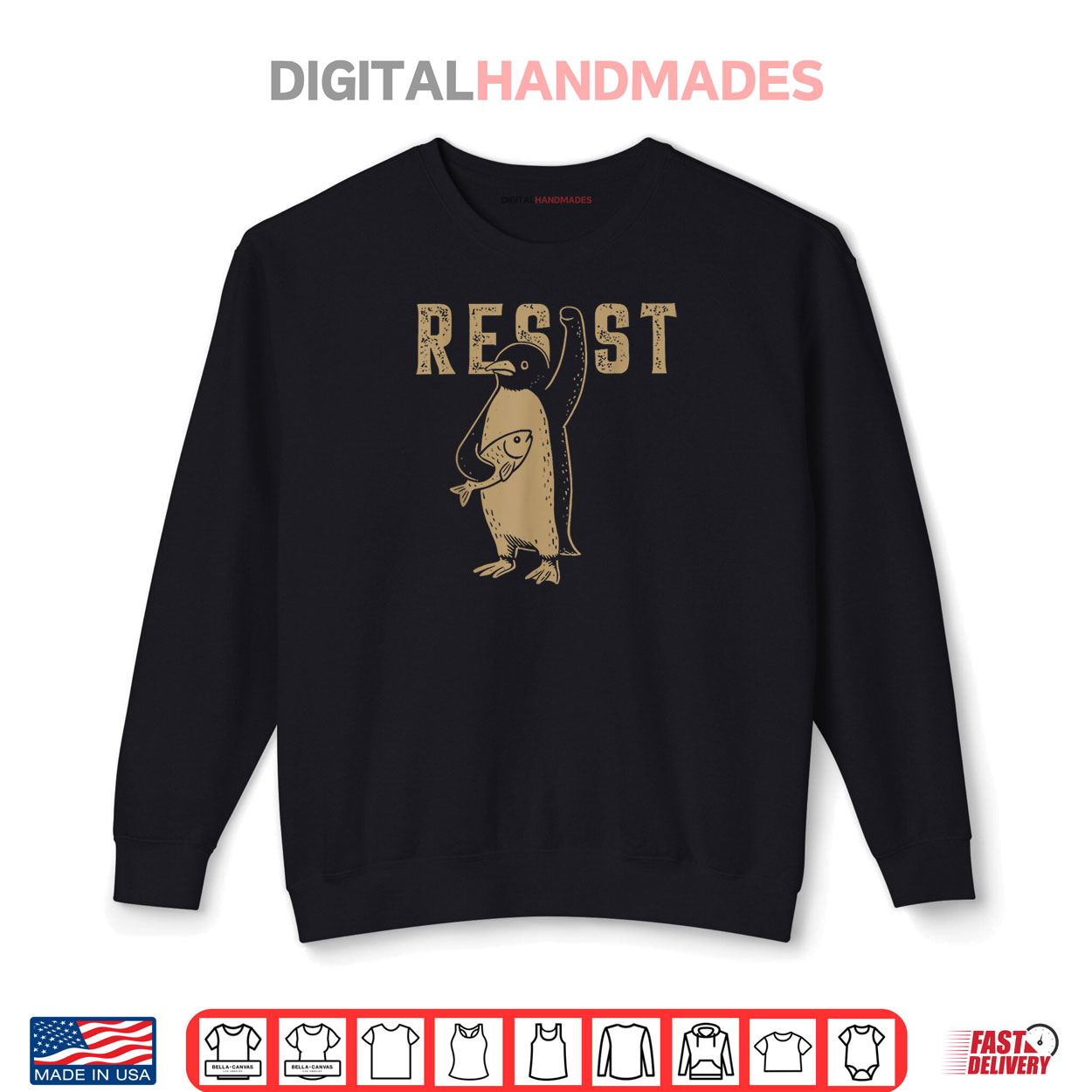 Resist Penguin Activism Graphic Design Shirt Resist Penguin Activism Graphic Design Shirt