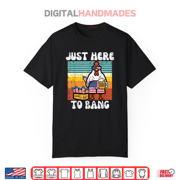 4th Of July Chicken Fireworks Here To Bang Retro America Shirt