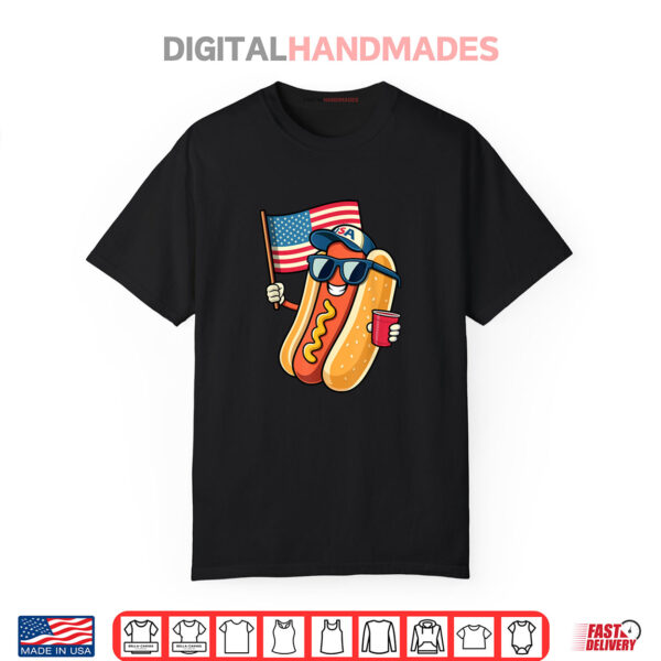 4th of July Hotdog Funny Fourth of July Patriotic USA Flag Shirt