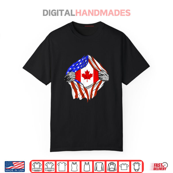 America USA Canadian Flag Chest Canadian Roots Canada Shirt