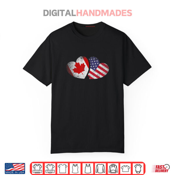 American Canadian Heart Valentines Day Gift USA Flag Canada Shirt