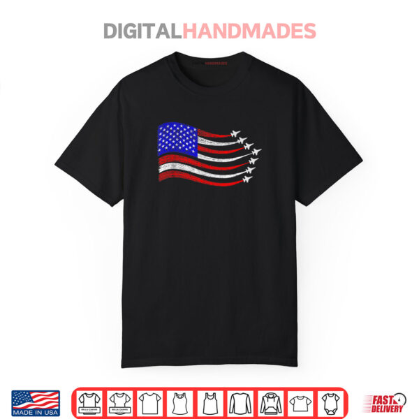 American Patriotic Fighter Jets USA Flag Waving 4th of July Shirt
