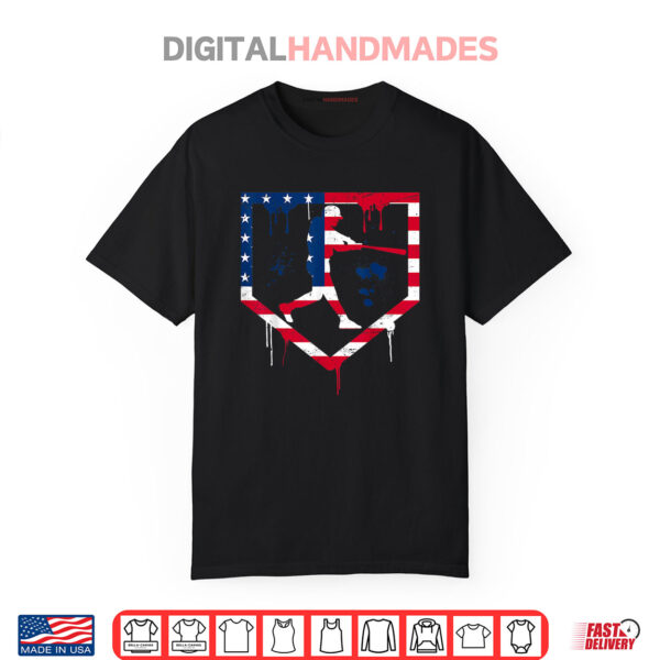 Baseball Drip American Flag Bat 4th Of July Patriotic Boys Shirt