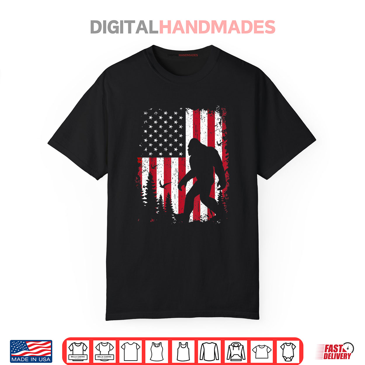 Bigfoot 4th of July Shirt American USA Flag Patriotic Shirt Bigfoot 4th of July Shirt American USA Flag Patriotic Shirt