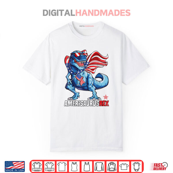 Dinosaur 4th of July T shirt Kids Boys Men Amerisaurus T Rex Shirt