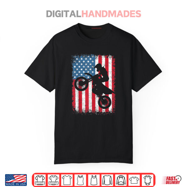 Dirt Bike American Flag Motocross Biker 4th of July Shirt