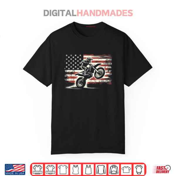 Dirt Bike American Flag Motocross Biker Vintage USA Shirt