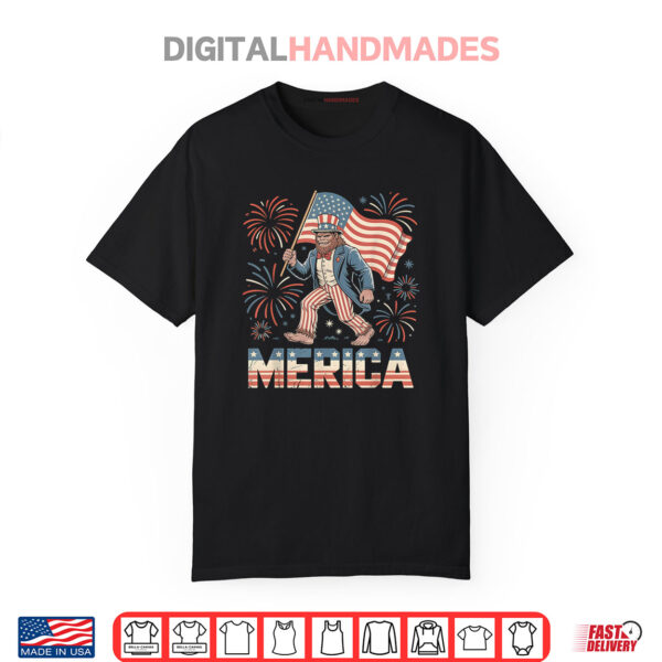 Funny Patriotic Bigfoot Uncle Sam 4th of July USA Pride Shirt