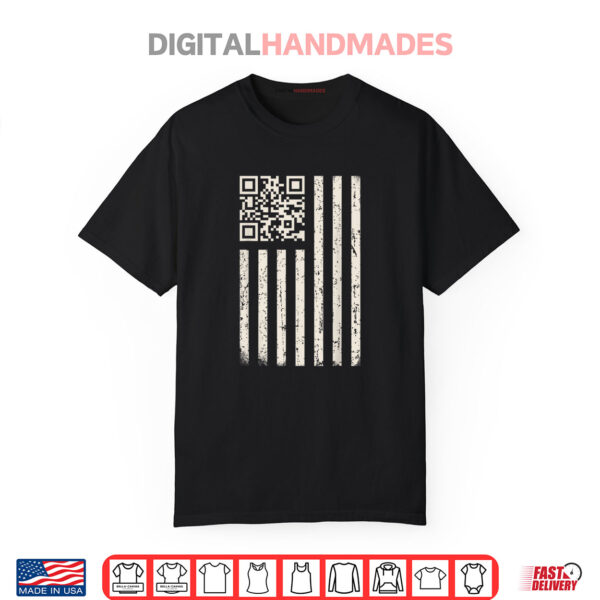 Funny QR Scan Code Dancing US Flag Funny Shirt