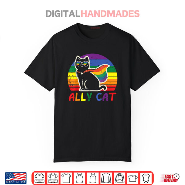 Gay Pride Month Ally Cat Funny LGBTQ Rainbow Shirt