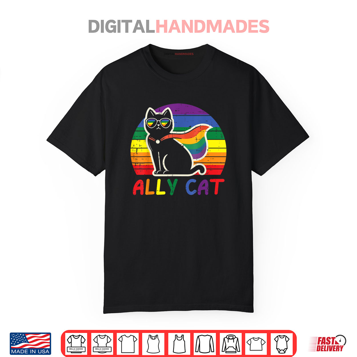 Gay Pride Month Ally Cat Funny LGBTQ Rainbow Shirt Gay Pride Month Ally Cat Funny LGBTQ Rainbow Shirt