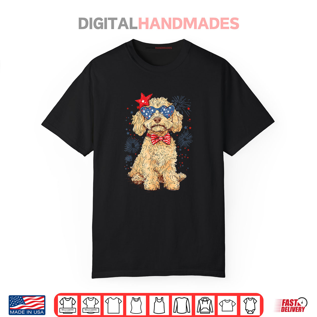 Goldendoodle 4th of July Patriotic Golden Doodle Dog Shirt Goldendoodle 4th of July Patriotic Golden Doodle Dog Shirt